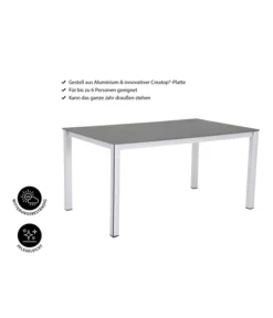 MWH Loft-Tisch Elements, Ca. B160/H74/T90 Cm -Compo Verkaufsgeschäft 1897149 WE IG 001 ElementsTisch160x90x74cmSilberNEU