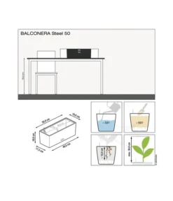 LECHUZA® Edelstahl-Kasten Balconcera Steel, Rechteckig -Compo Verkaufsgeschäft 2047991 WE BG 001 BalconeraSteel