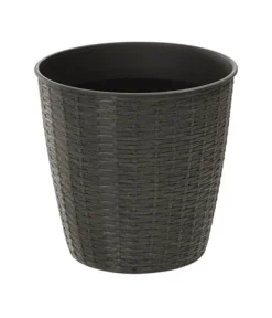 Polyrattan-Topf Bilbao, Rund, Grau