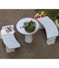 Dehner Granit-Gartenbank, Gebogen, 2-Sitzer -Compo Verkaufsgeschäft 2741668 2741676 WE MO 002 GranitTischRundGartenbank