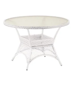 Best Alu-Korbtisch Madelene, Rund, Weiss, Ca. Ø110/H73 Cm