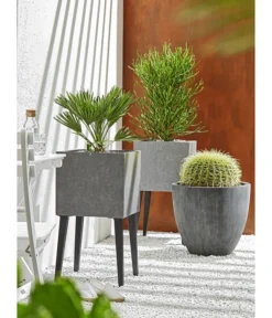 Dehner Polystone-Topf Brisbane In Riffeloptik, Rund -Compo Verkaufsgeschäft 3158847 3158870 3158888 WE MO 005 PolystoneTopfinRiffeloptik