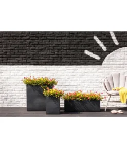 Dehner Kunststoff-Blumenkübel Palermo, Anthrazit -Compo Verkaufsgeschäft 3728110 3728151 3940756 WE MO 007 KunststoffBlumenkuebelKubusanthrazitBlumentopf