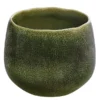 Dehner Keramik-Übertopf Linn, Bauchig, Dunkelgrün