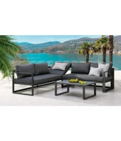 Best Loungegruppe Rhodos, Aluminium, Anthrazit, 3-teilig