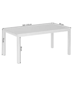 Dehner Ausziehtisch Chicago, Ca. B160-210/H74/T90 Cm -Compo Verkaufsgeschäft 4210381 WE DE 002 SkizzeTischChicago