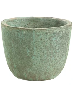 Dehner Keramik-Topf Rhodos, Rund, Blau-grün