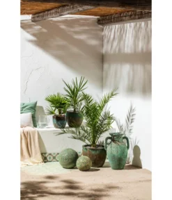 Dehner Keramik-Topf Rhodos, Rund, Blau-grün -Compo Verkaufsgeschäft 4273900 WE MO 003 KeramikTopf