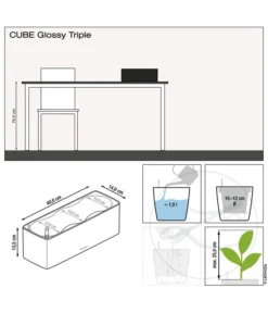 LECHUZA® CUBE Glossy Triple, All-in-One Set, 40 Cm -Compo Verkaufsgeschäft 4310702 4310678 4310652 WE DE 001 CubeGlossyTriple14
