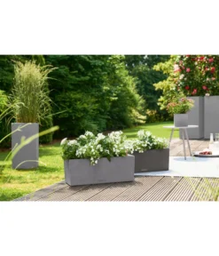 LECHUZA® Kunststoff-Kasten Balconera Stone -Compo Verkaufsgeschäft 4318606 4318614 WE MO 001 LechuzaKunststoffBalkonkastenBalconeraStonePflanzkastenBlumenkasten
