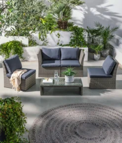 Dehner Geflecht-Lounge Rom, 4-teilig -Compo Verkaufsgeschäft 4407334 WE MO 001 DehnerGeflechtLoungeRomNEU