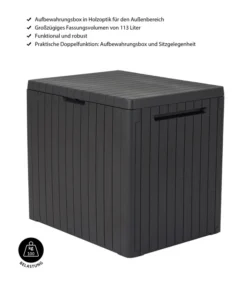 Keter Aufbewahrungsbox City Box, 113 Liter, Ca. B41,6/H51,6/T57 Cm -Compo Verkaufsgeschäft 4422481 WE IG 001 AufbewahrungsboxCity