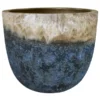 Dehner Keramik-Topf Mystras, Rund, Blau-braun