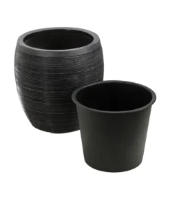 Dehner Polystone-Topf Singapur, Rund, Anthrazit -Compo Verkaufsgeschäft 5147558 5147566 5147574 WE DE 002 DehnerPolystonePflanztopfBlumentopf