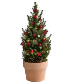 Geschmückter Weihnachtsbaum Terra, Mit Lichterkette, Ca. H70 Cm