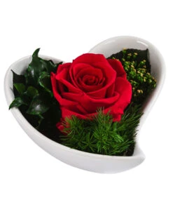 Dehner Herzschale Mit Longlife-Rose Lena, Ca. B12/H8 Cm