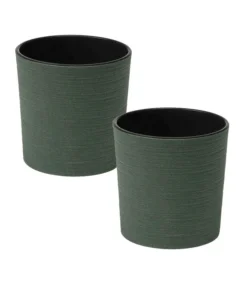 Siena Garden Kunststoff-Topf ECO Lens, Rund, Grün, Ca. Ø25/H25 Cm, 2er-Set