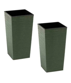 Siena Garden Kunststoff-Topf ECO Nizza, Konisch, Grün, Ca. B25/H46,5/T25 Cm, 2er-Set