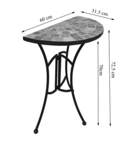 Dehner Mosaiktisch Grazia Halbrund, Ca. B60/H72,5/T31,5 Cm -Compo Verkaufsgeschäft 6875132 WE DE 001 TischhalbrundGraziaSkizze