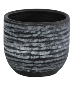 Dehner Keramik-Übertopf Mavie, Rund, Anthrazit